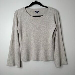 Splendid Rumi Ribbed Wide Sleeve Crop Length Sweater in Heather Oatmeal Neutral